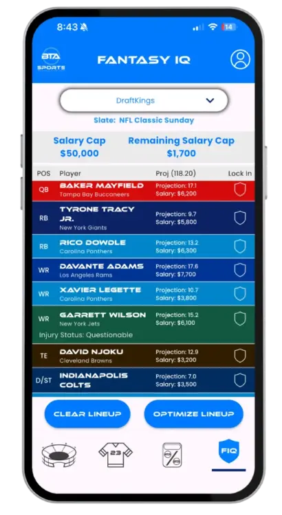 BTA - FIQ Analysis Daily Fantasy Football Optimizer